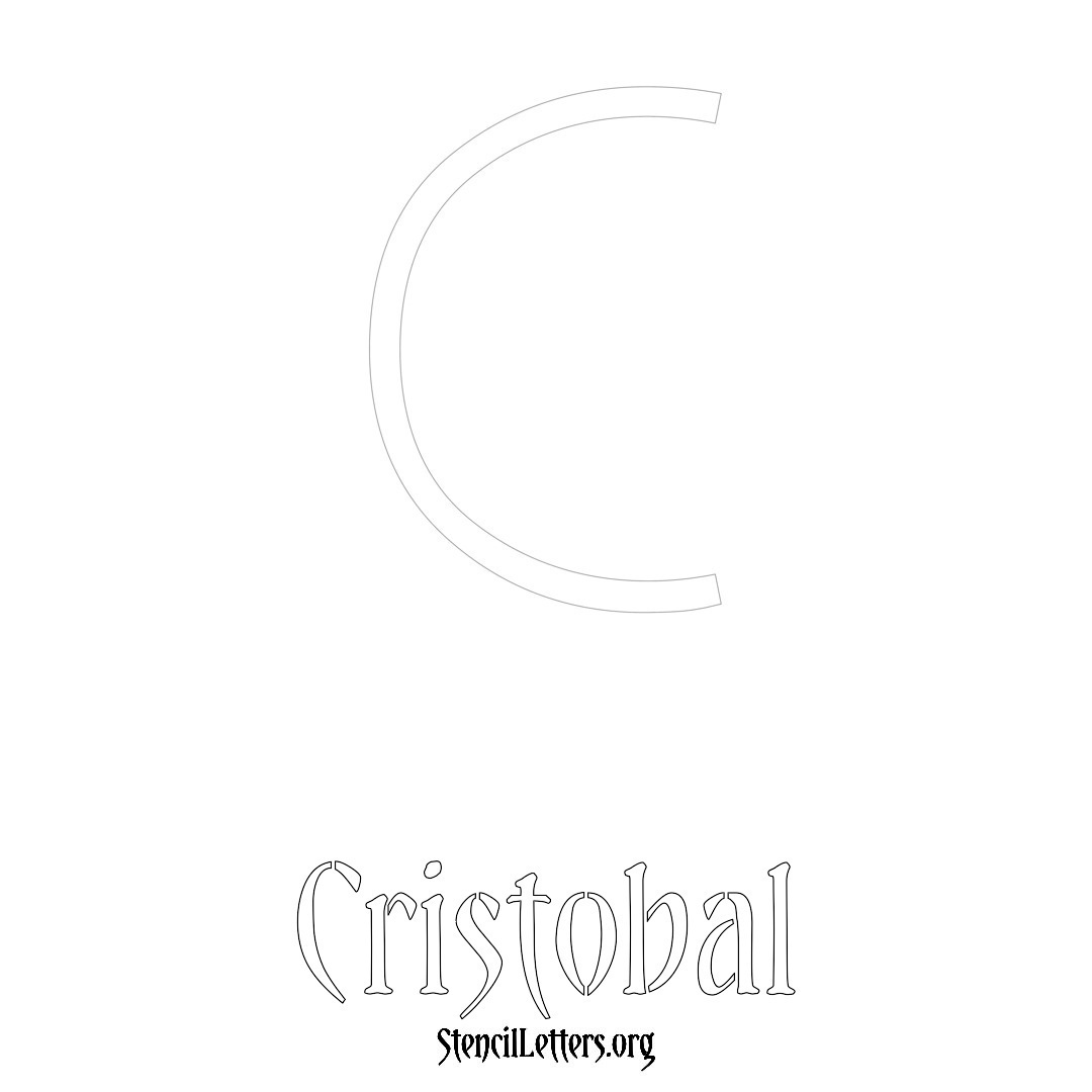 Cristobal printable name initial stencil in Simple Elegant Lettering