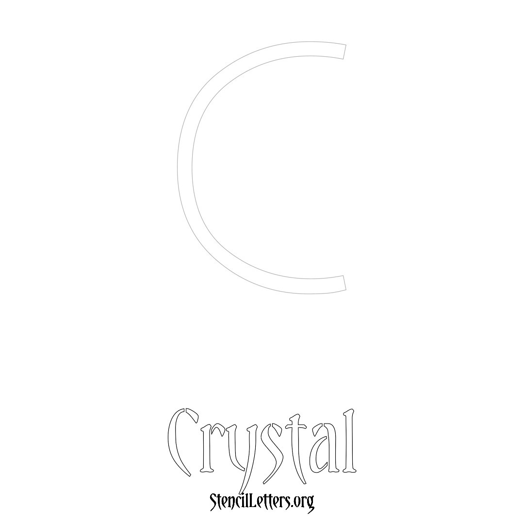 Crystal printable name initial stencil in Simple Elegant Lettering