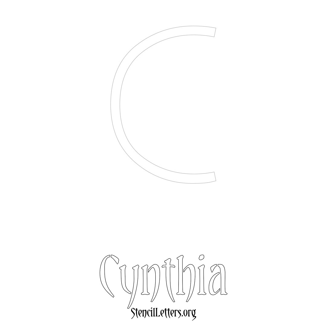 Cynthia printable name initial stencil in Simple Elegant Lettering