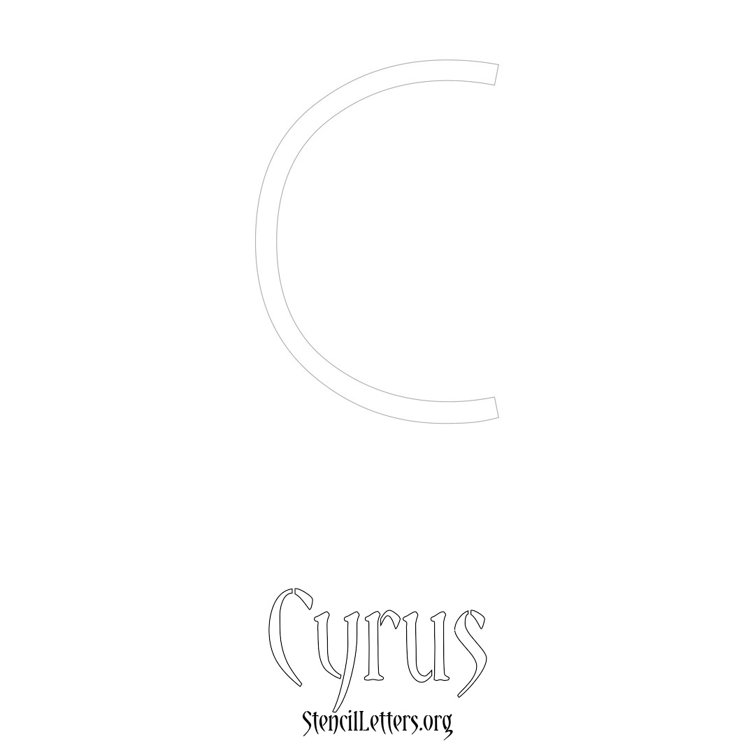 Cyrus printable name initial stencil in Simple Elegant Lettering