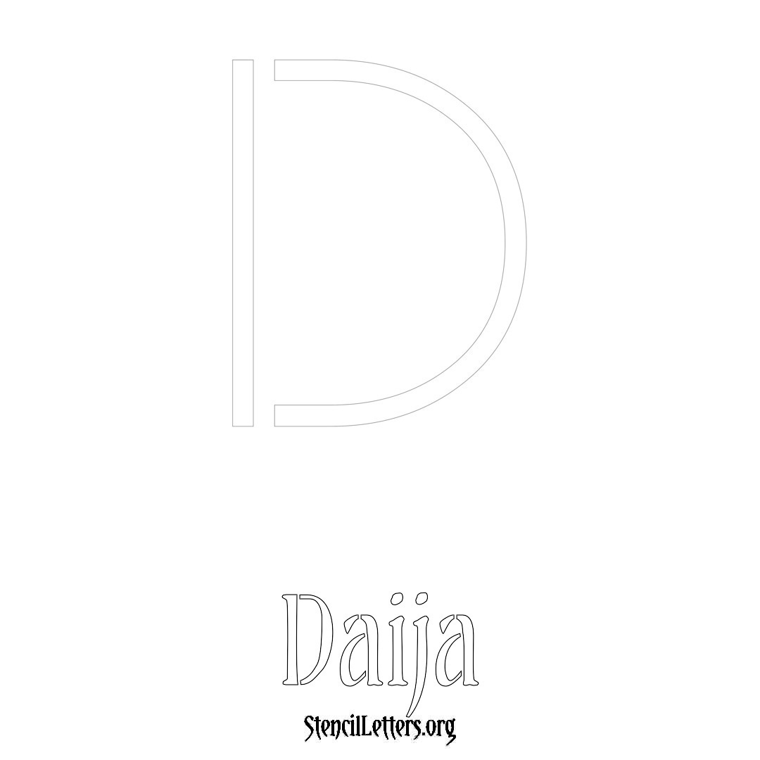 Daija printable name initial stencil in Simple Elegant Lettering