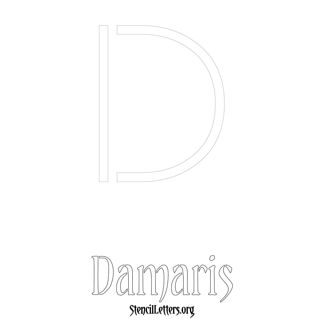 Damaris printable name initial stencil in Simple Elegant Lettering