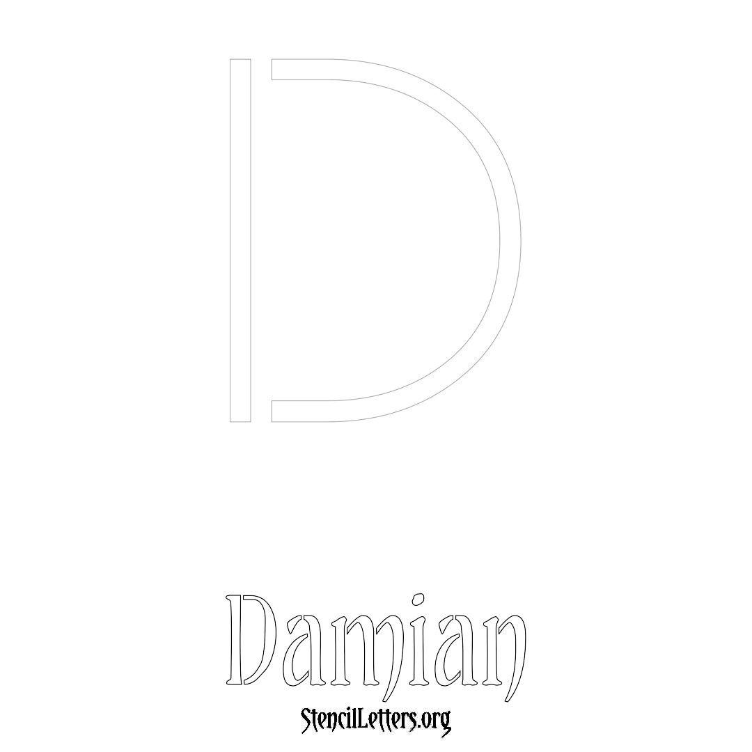 Damian printable name initial stencil in Simple Elegant Lettering