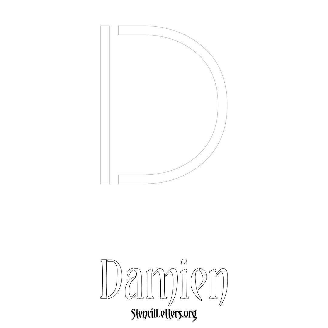 Damien printable name initial stencil in Simple Elegant Lettering
