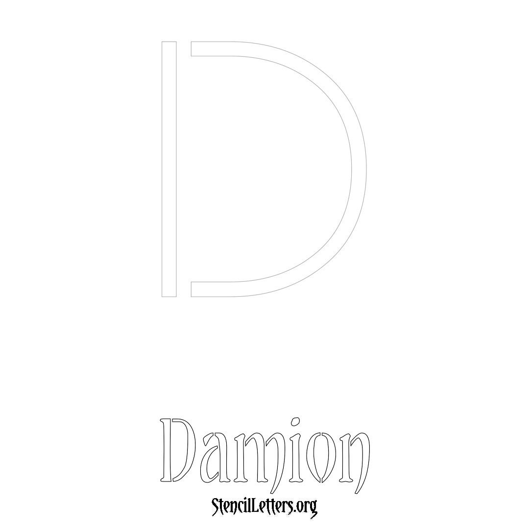 Damion printable name initial stencil in Simple Elegant Lettering