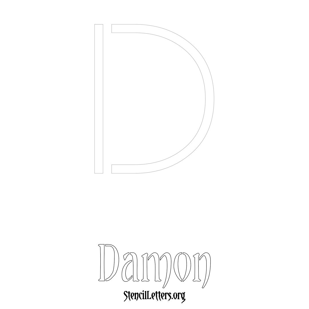 Damon printable name initial stencil in Simple Elegant Lettering