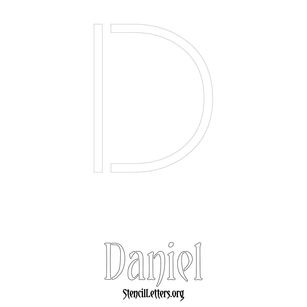 Daniel printable name initial stencil in Simple Elegant Lettering