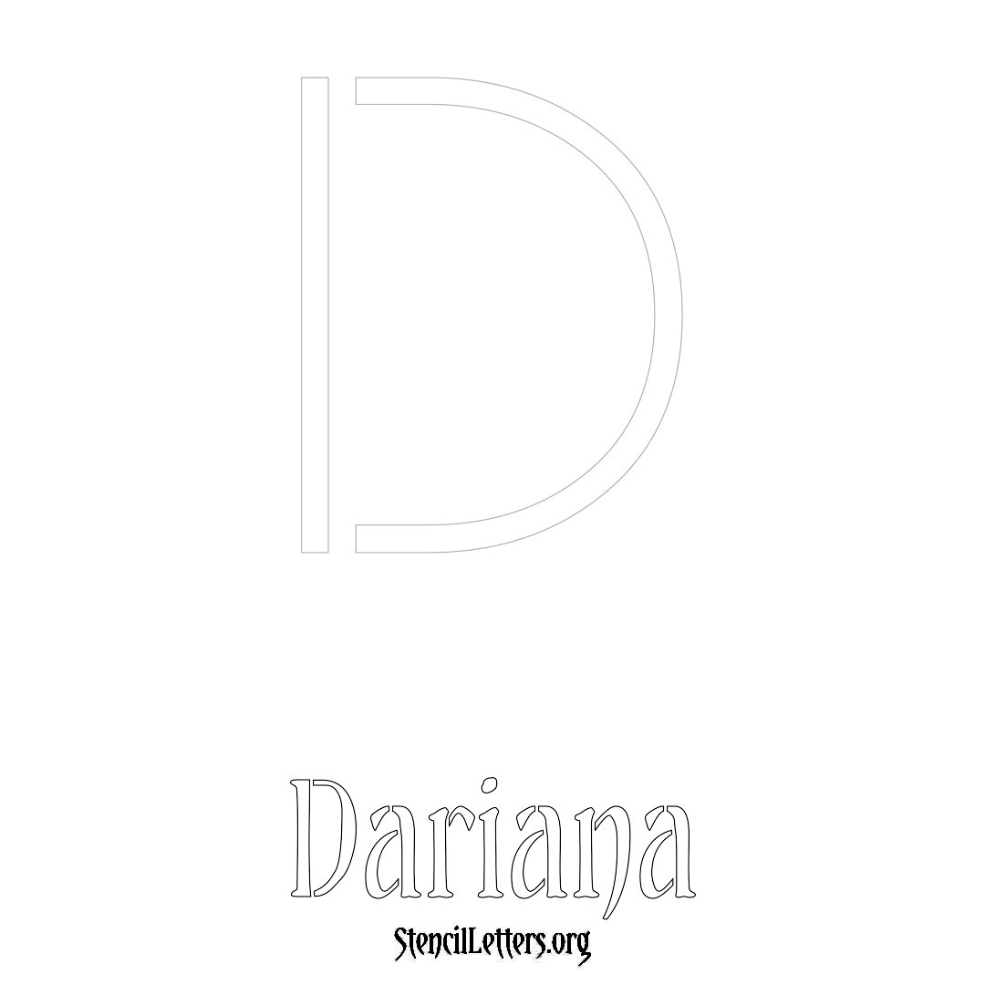 Dariana printable name initial stencil in Simple Elegant Lettering