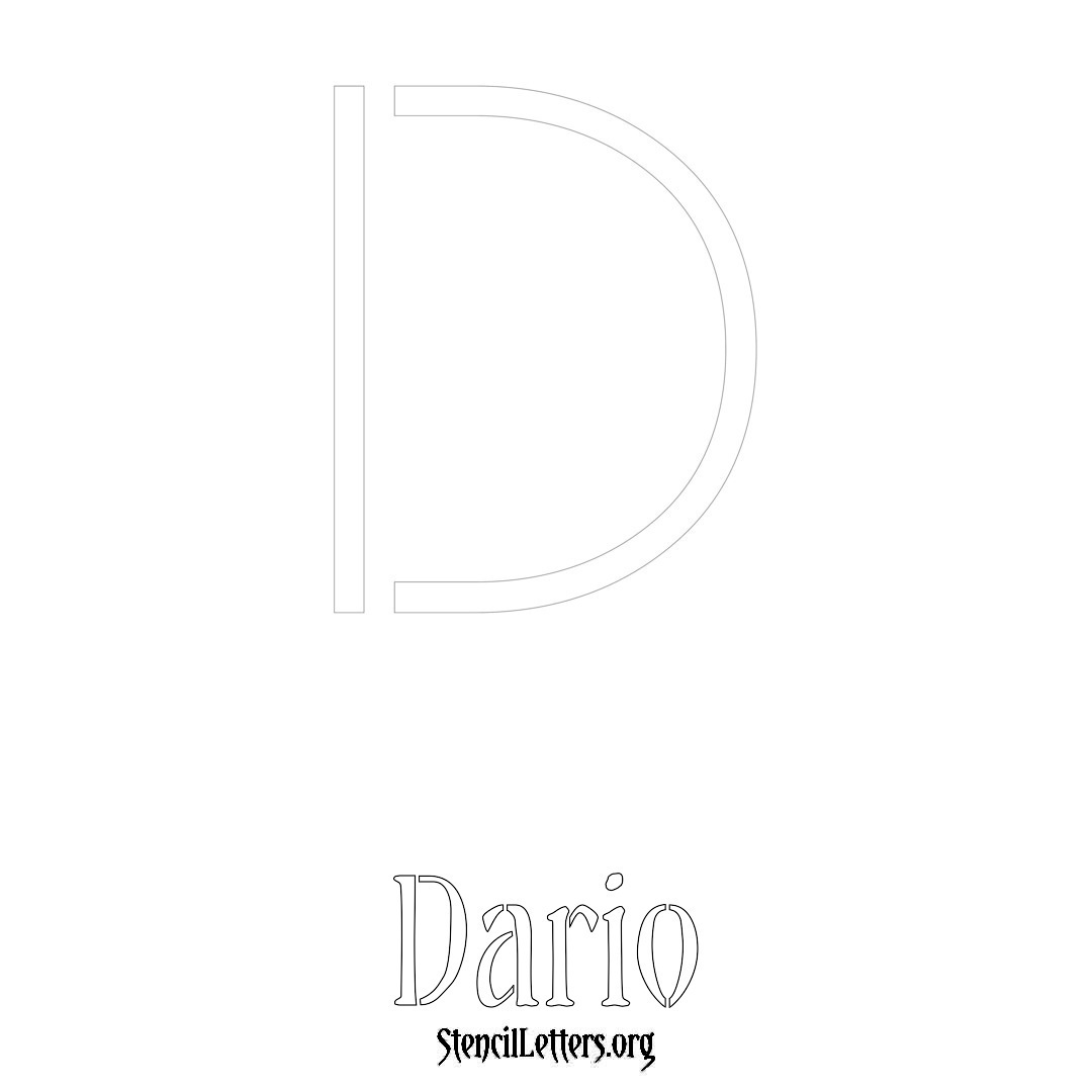 Dario printable name initial stencil in Simple Elegant Lettering