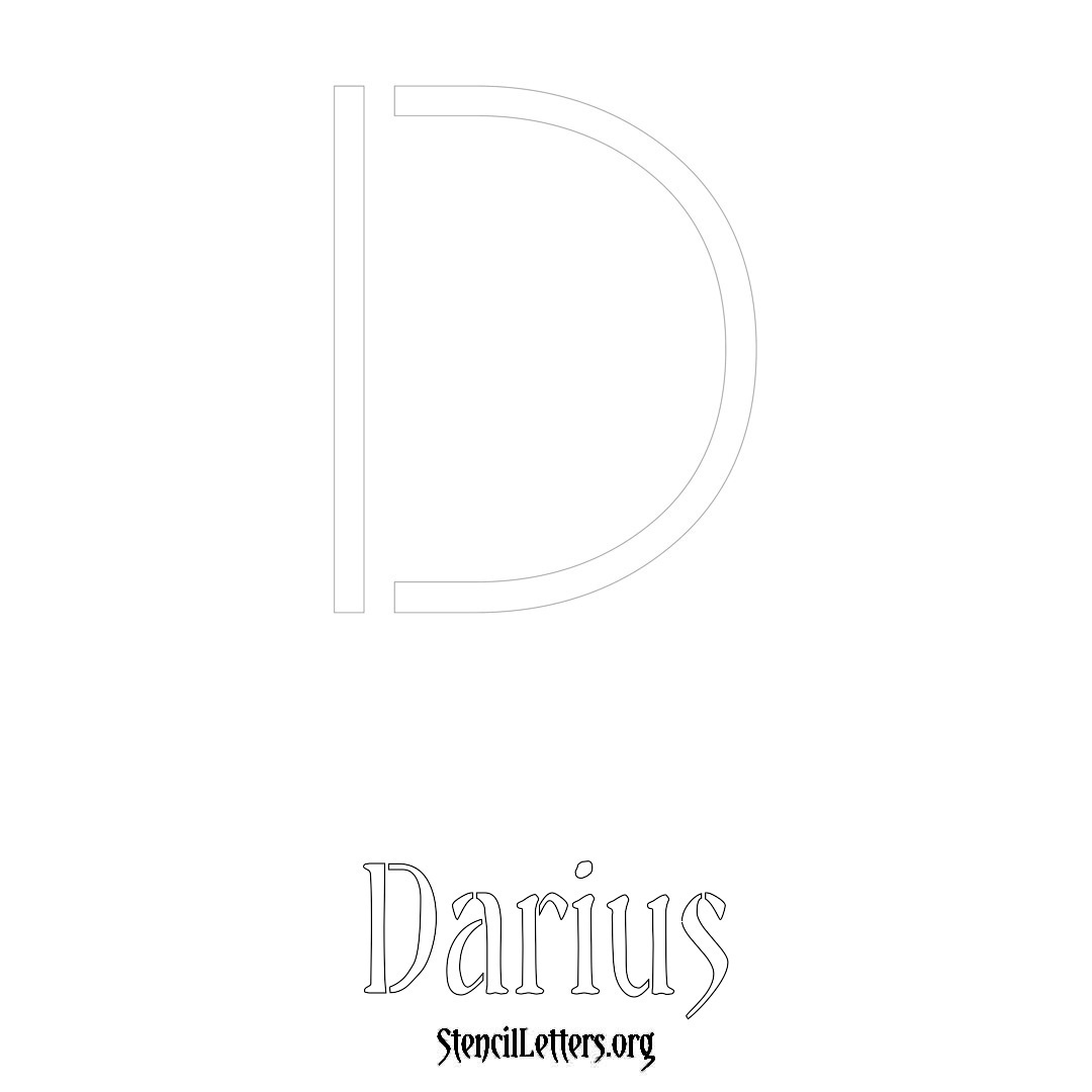 Darius printable name initial stencil in Simple Elegant Lettering