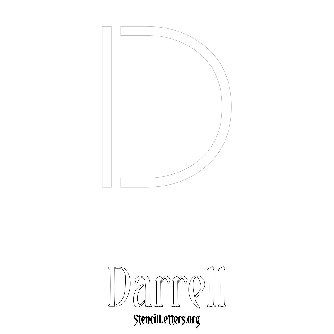 Darrell printable name initial stencil in Simple Elegant Lettering