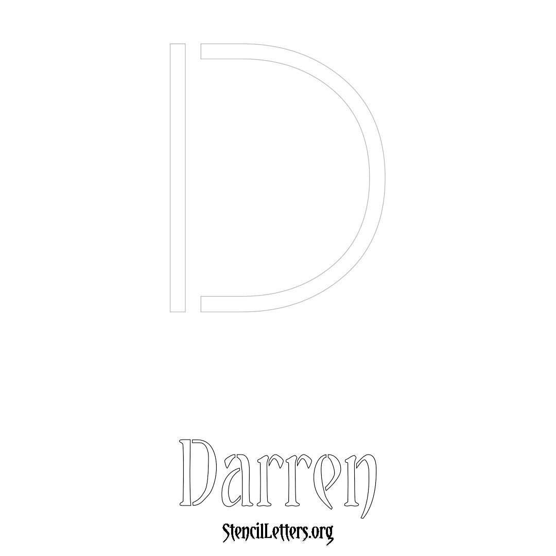 Darren printable name initial stencil in Simple Elegant Lettering