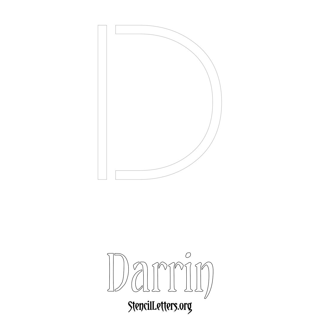 Darrin printable name initial stencil in Simple Elegant Lettering
