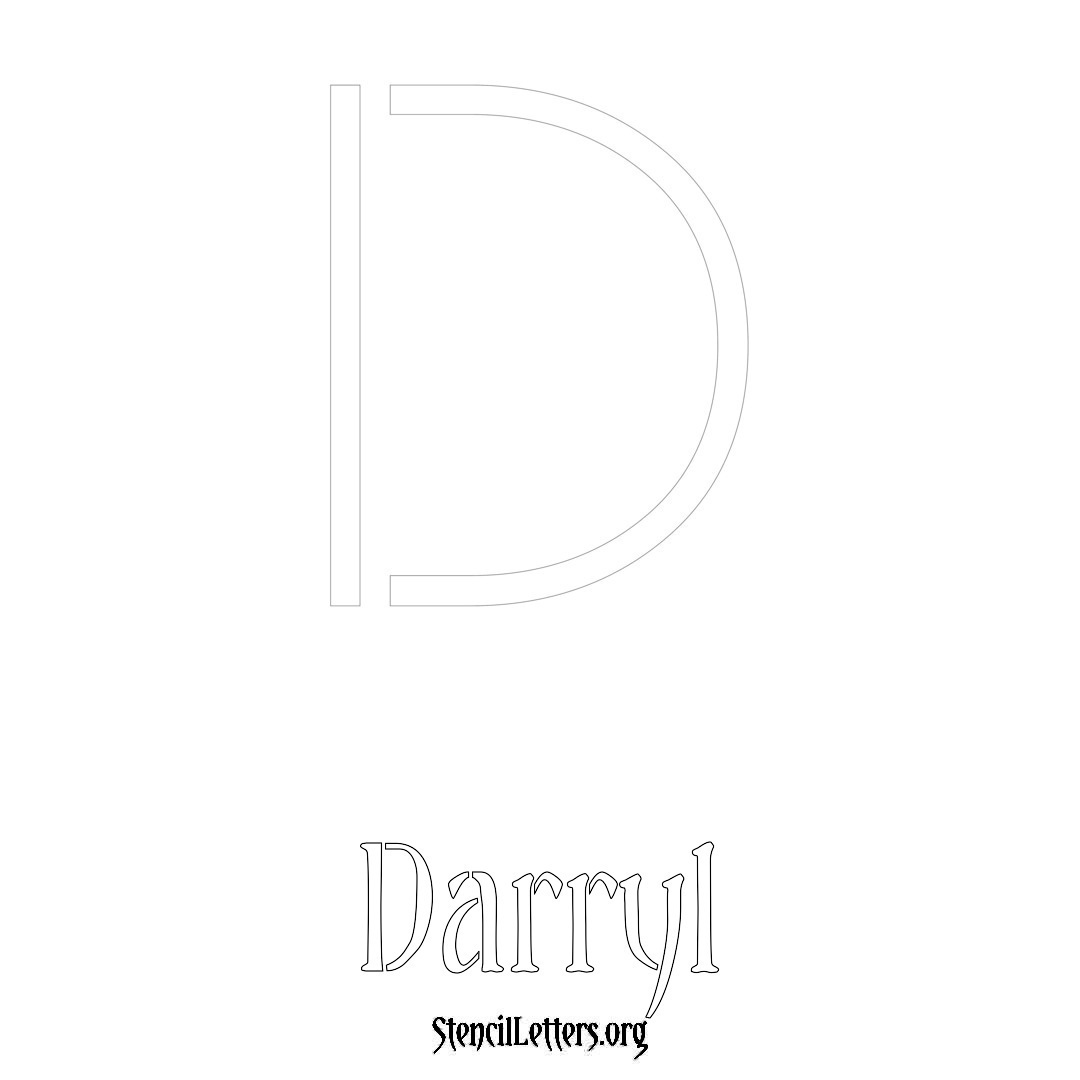 Darryl printable name initial stencil in Simple Elegant Lettering