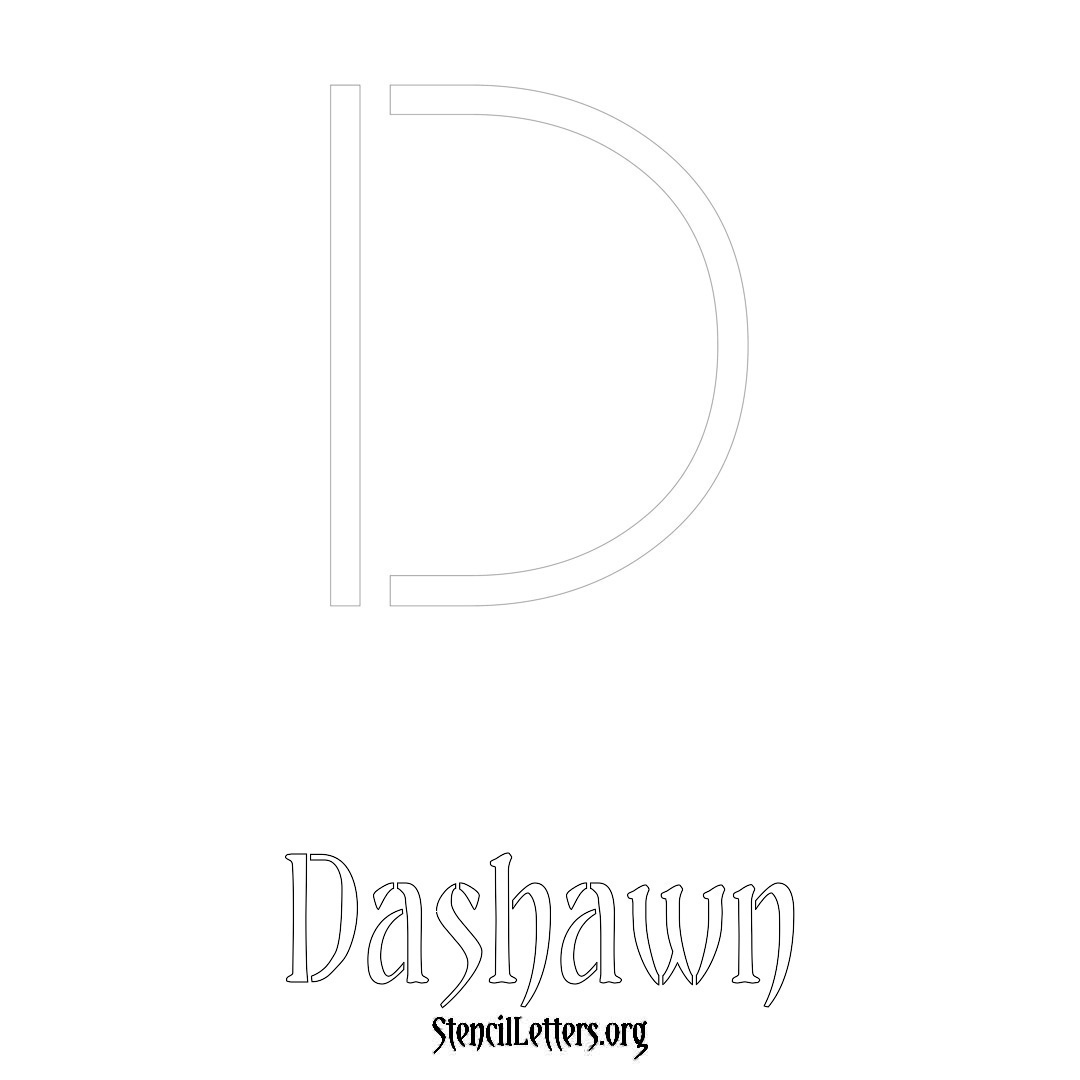 Dashawn printable name initial stencil in Simple Elegant Lettering