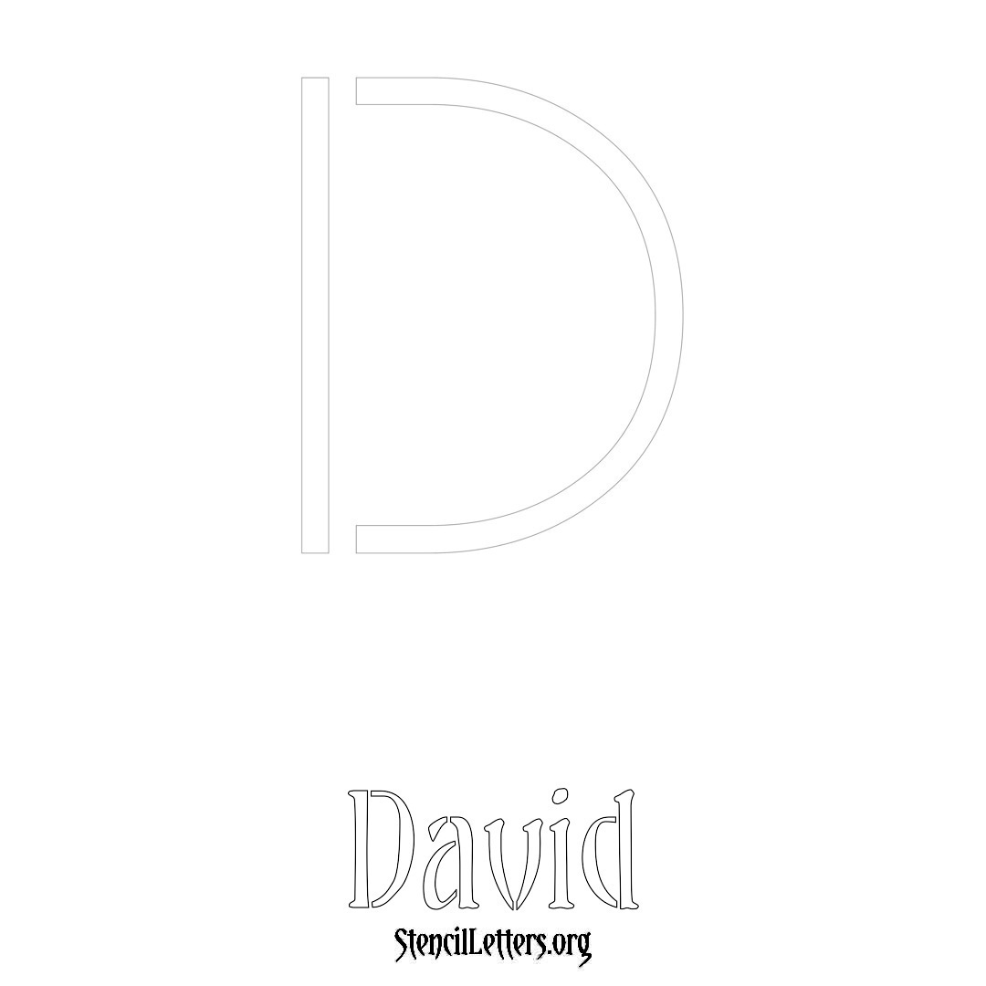 David printable name initial stencil in Simple Elegant Lettering