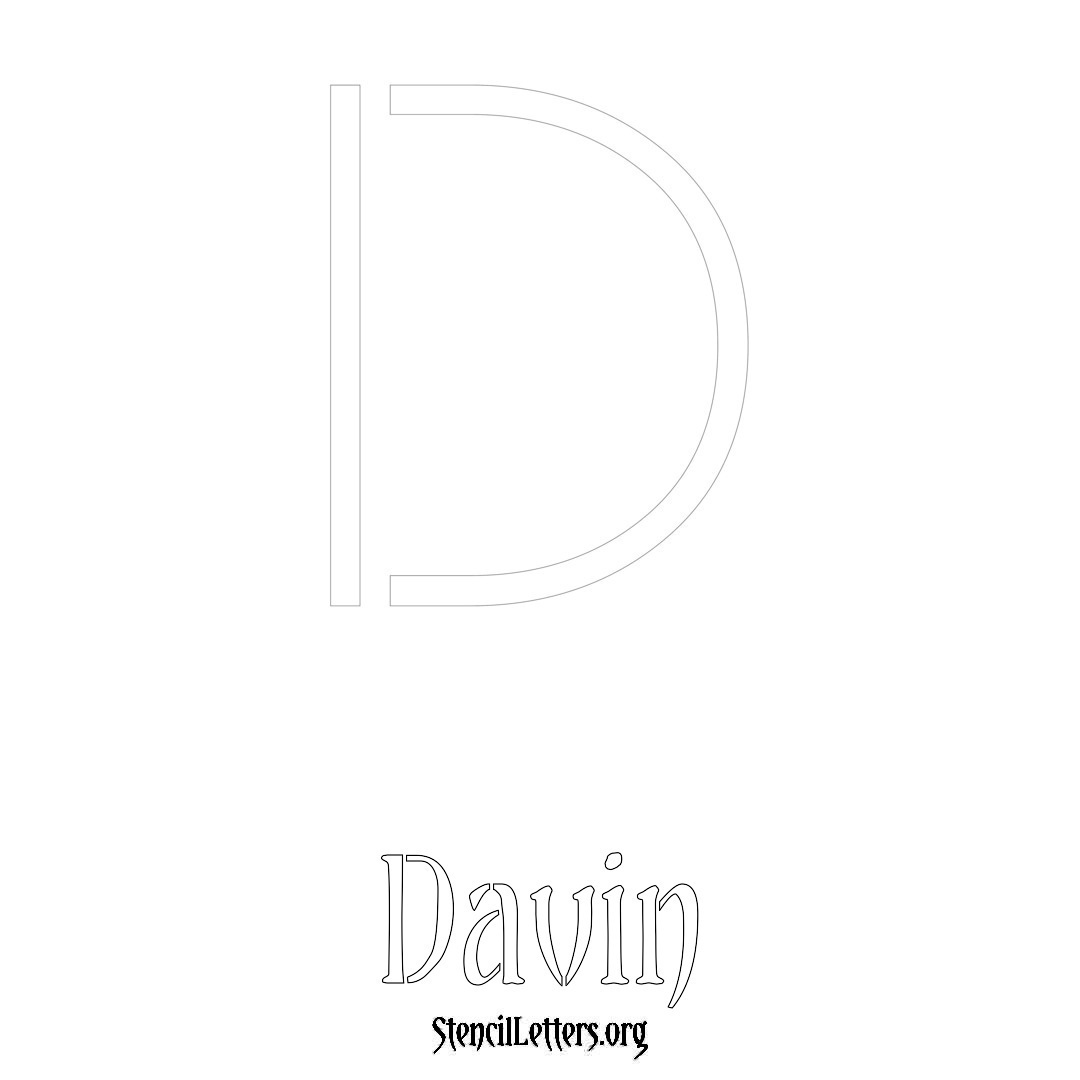 Davin printable name initial stencil in Simple Elegant Lettering