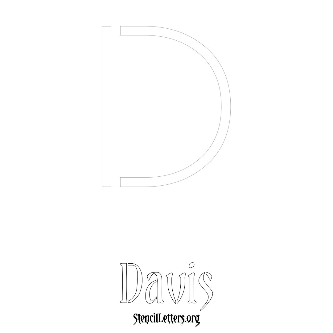 Davis printable name initial stencil in Simple Elegant Lettering