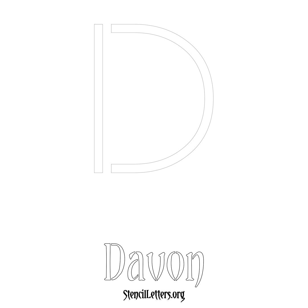 Davon printable name initial stencil in Simple Elegant Lettering