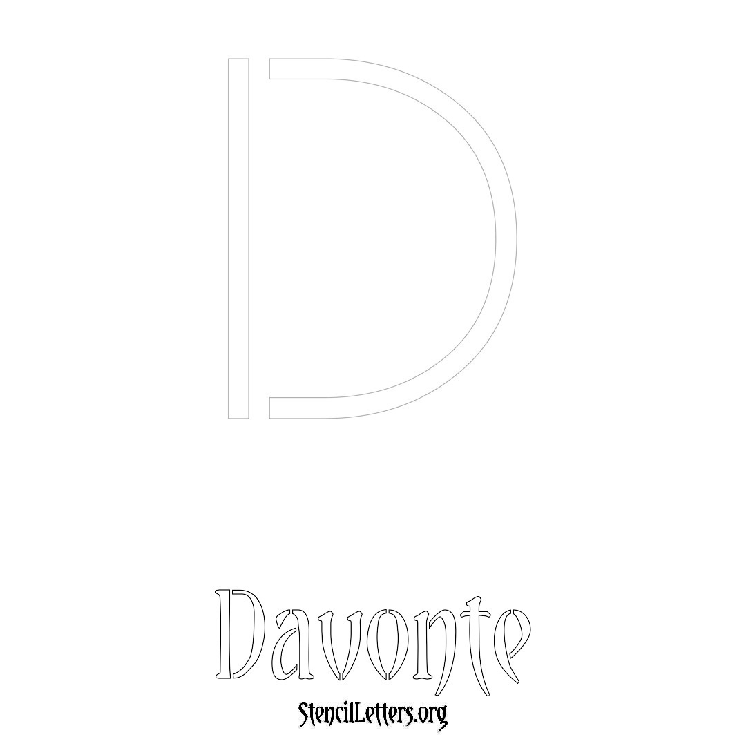 Davonte printable name initial stencil in Simple Elegant Lettering