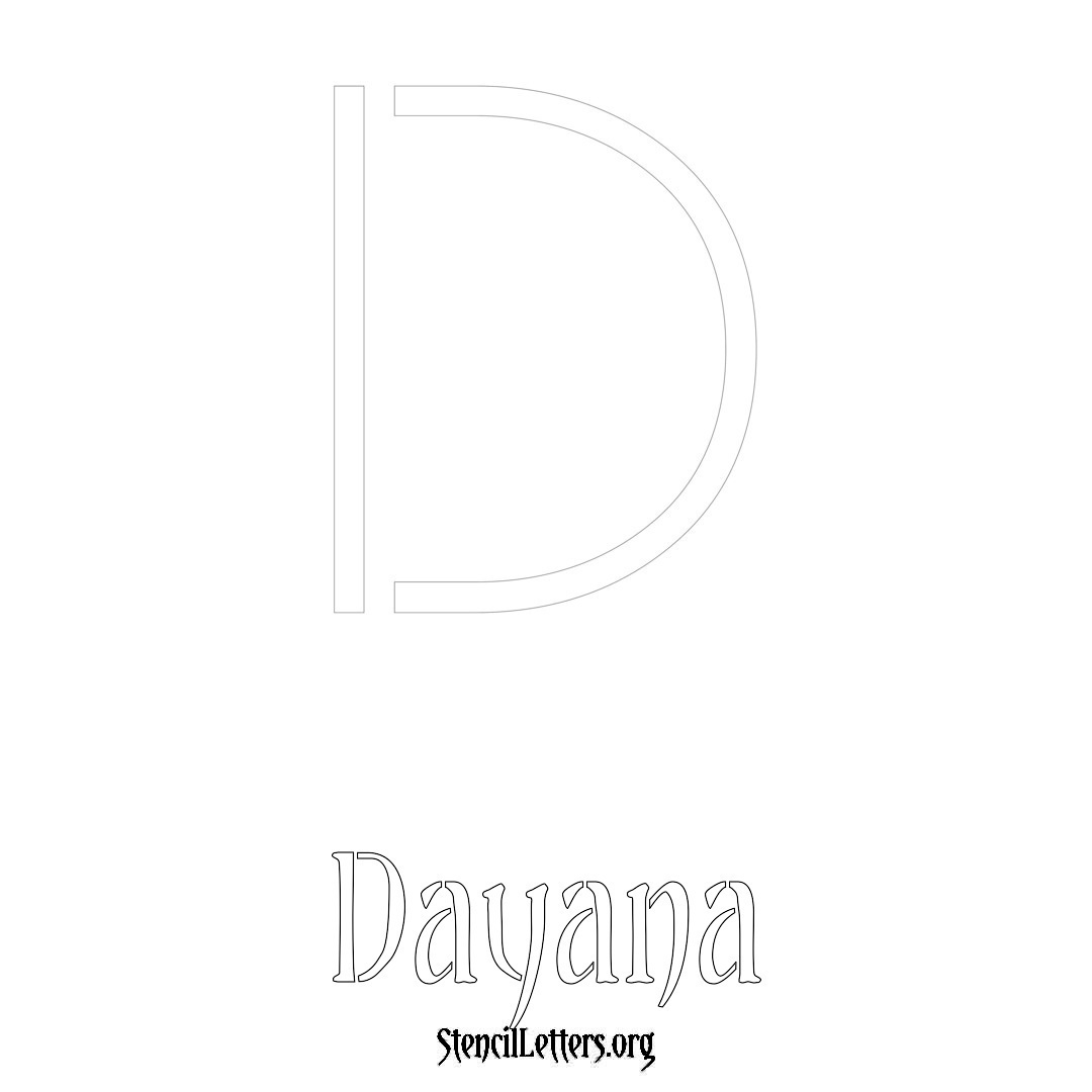 Dayana printable name initial stencil in Simple Elegant Lettering
