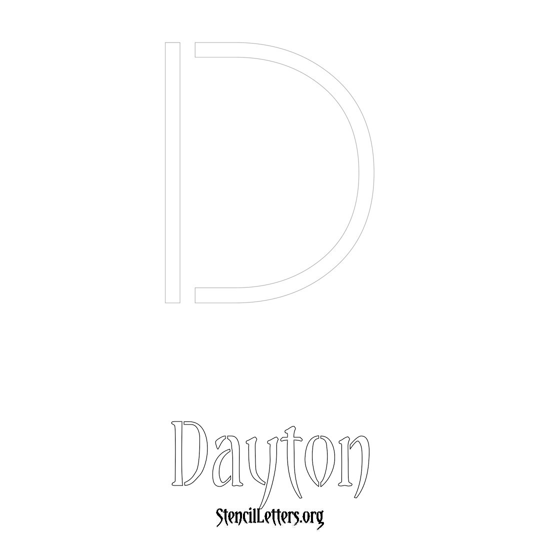 Dayton printable name initial stencil in Simple Elegant Lettering