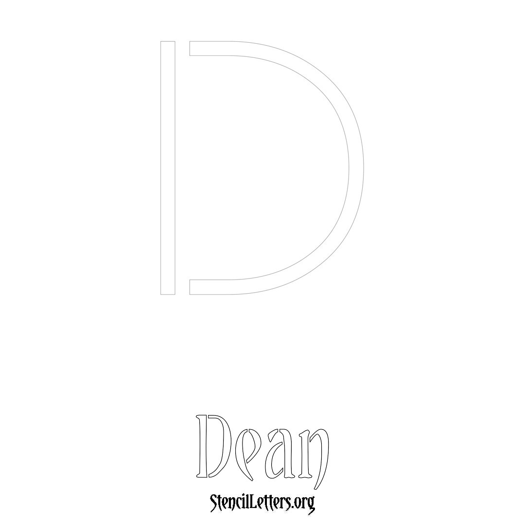Dean printable name initial stencil in Simple Elegant Lettering