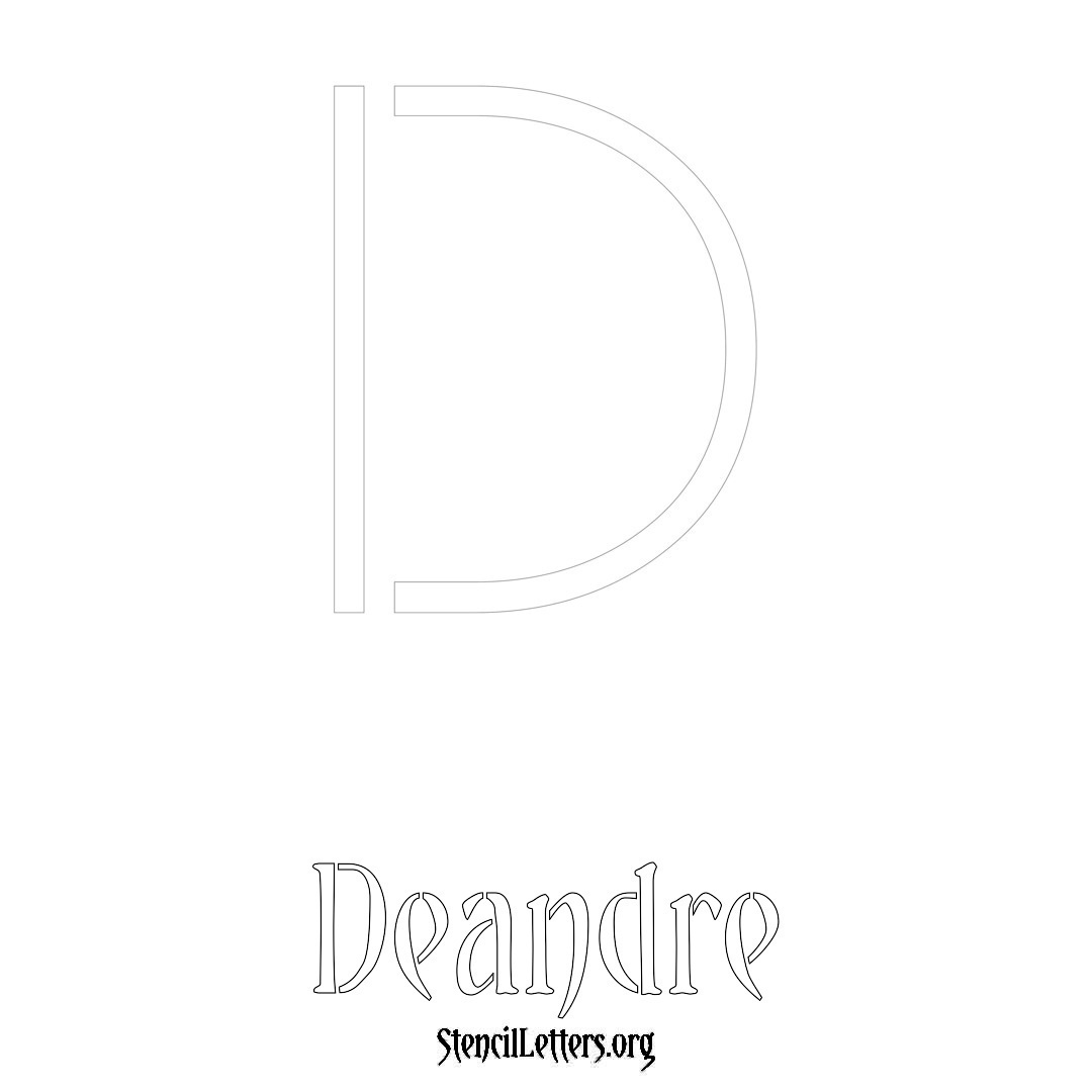 Deandre printable name initial stencil in Simple Elegant Lettering