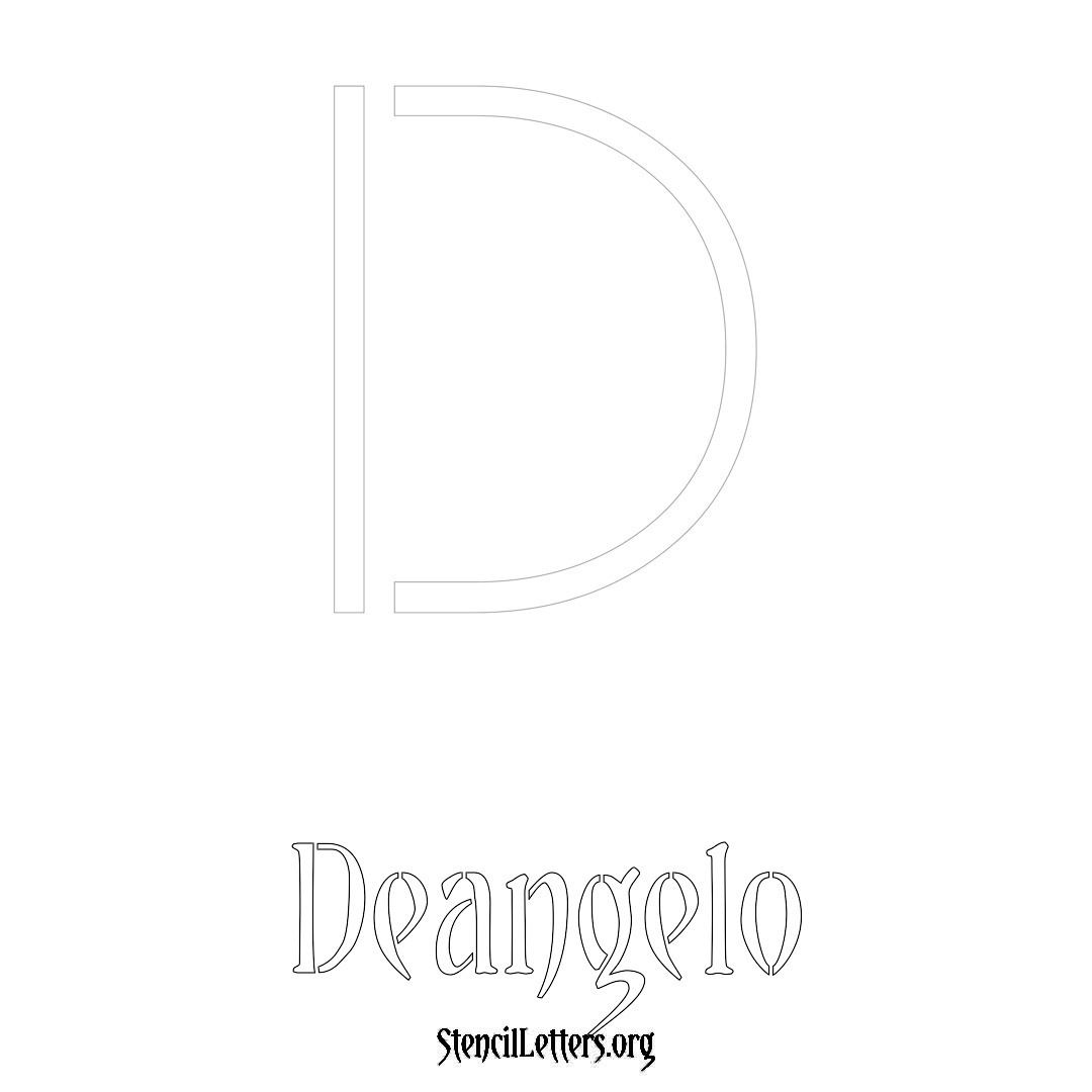 Deangelo printable name initial stencil in Simple Elegant Lettering