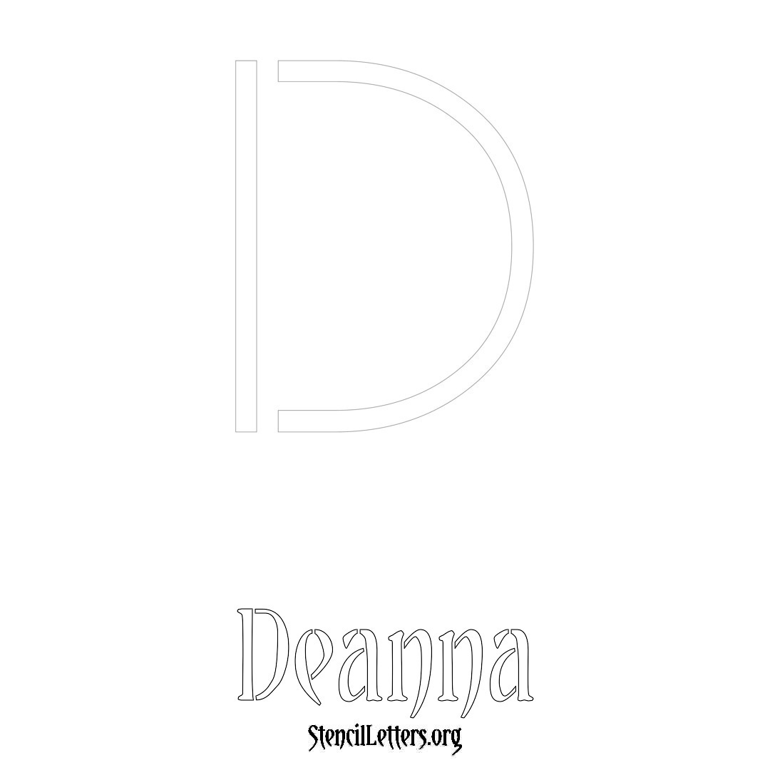 Deanna printable name initial stencil in Simple Elegant Lettering
