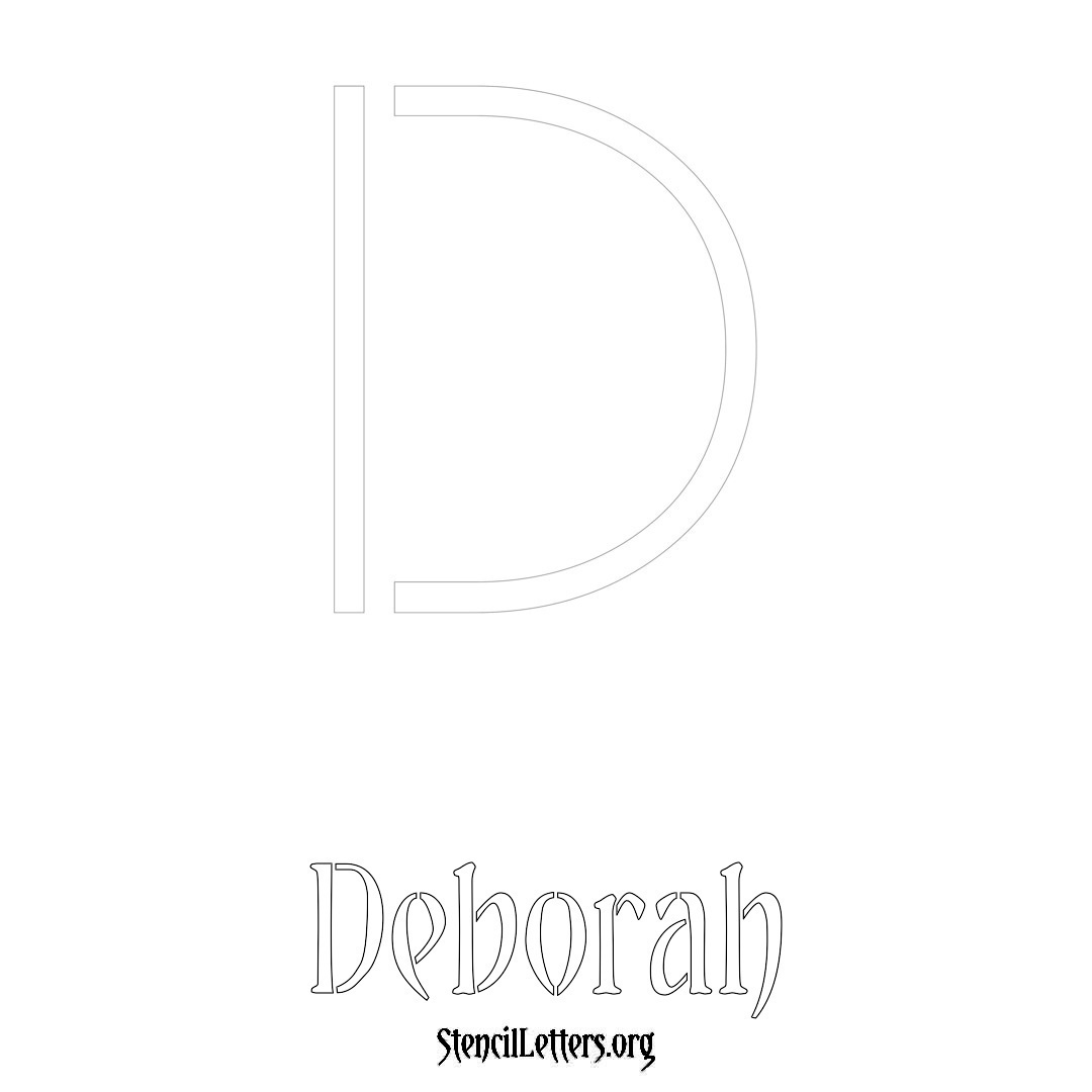 Deborah printable name initial stencil in Simple Elegant Lettering