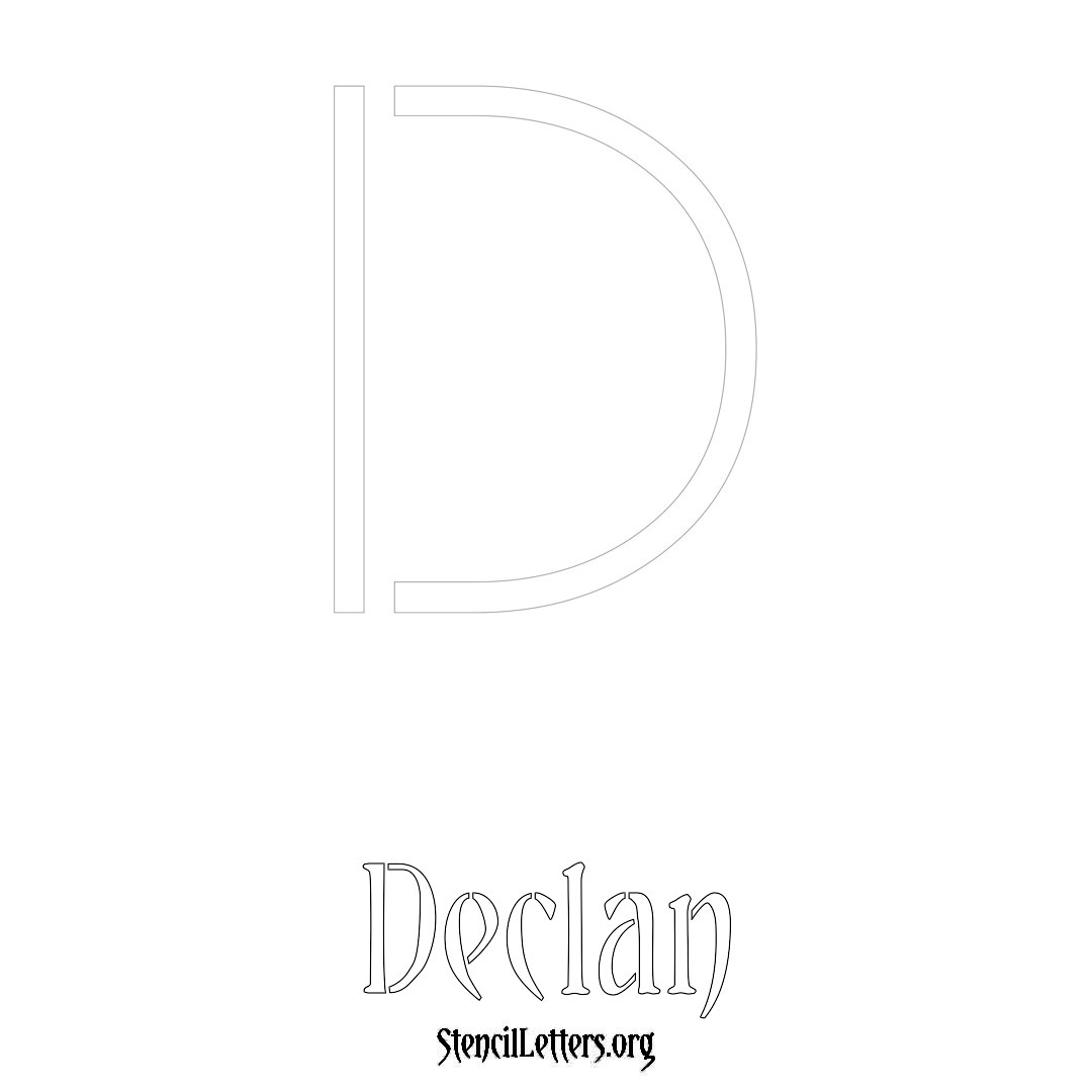 Declan printable name initial stencil in Simple Elegant Lettering