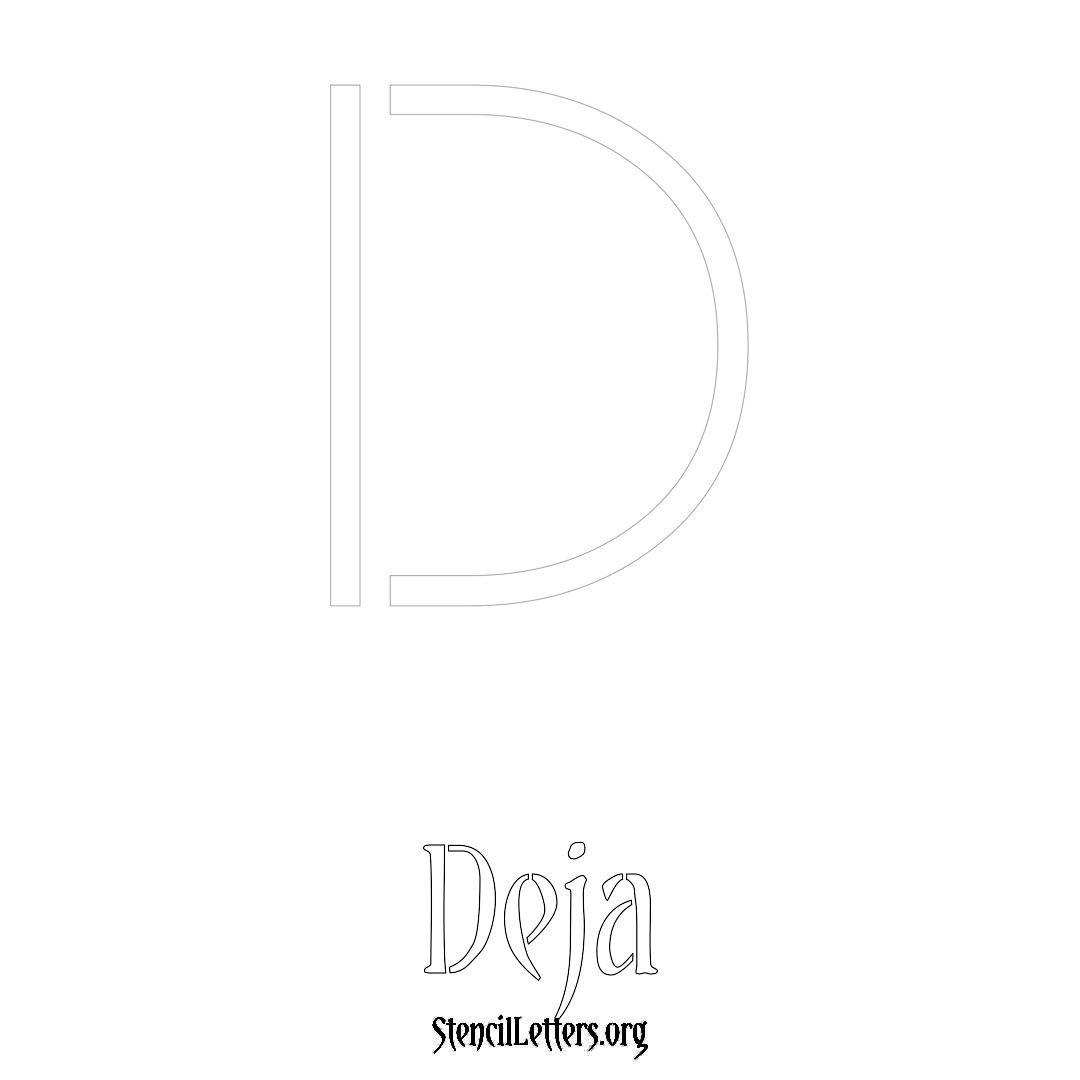 Deja printable name initial stencil in Simple Elegant Lettering