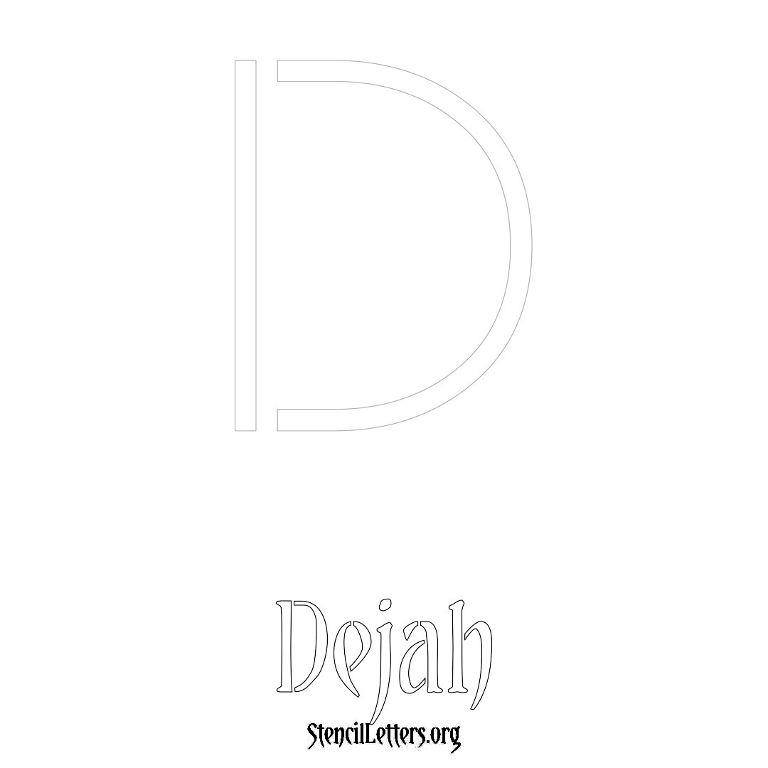 Dejah printable name initial stencil in Simple Elegant Lettering