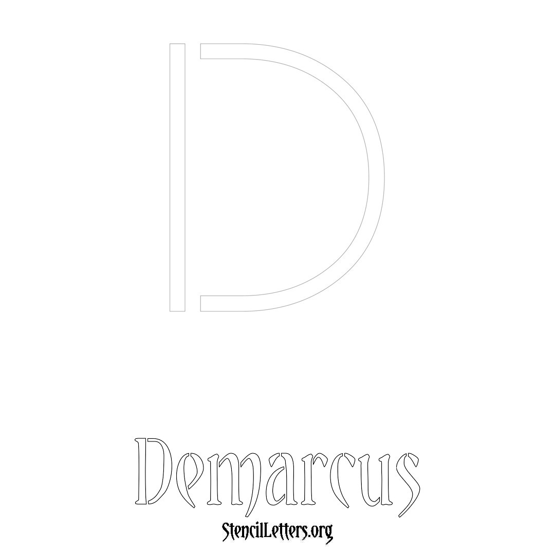 Demarcus printable name initial stencil in Simple Elegant Lettering