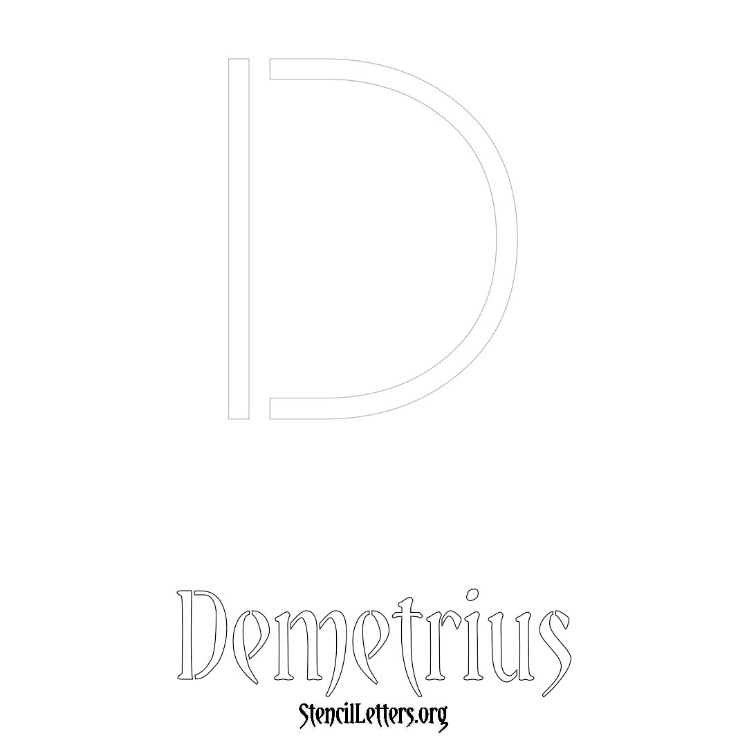 Demetrius printable name initial stencil in Simple Elegant Lettering