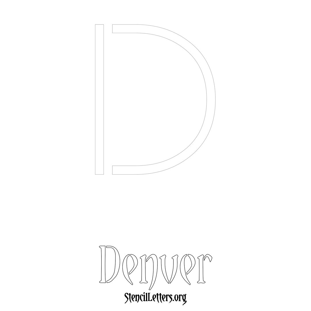 Denver printable name initial stencil in Simple Elegant Lettering