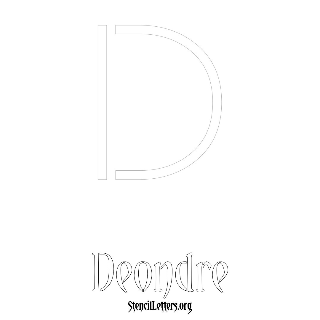 Deondre printable name initial stencil in Simple Elegant Lettering