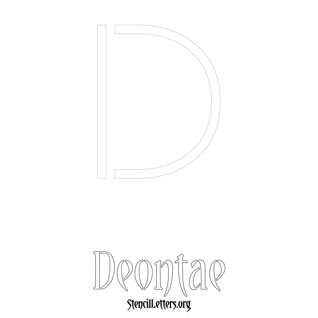 Deontae printable name initial stencil in Simple Elegant Lettering