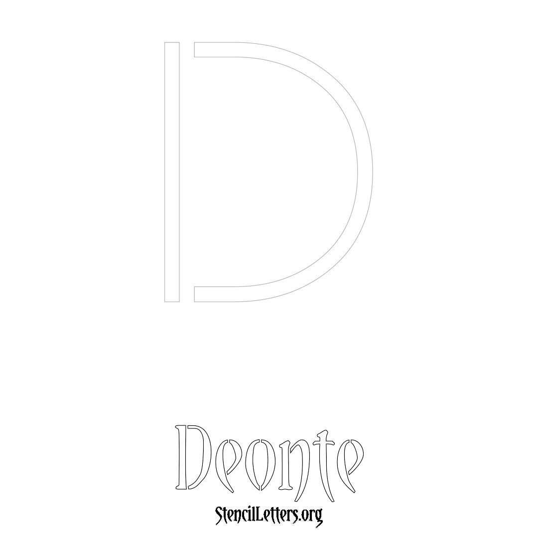 Deonte printable name initial stencil in Simple Elegant Lettering