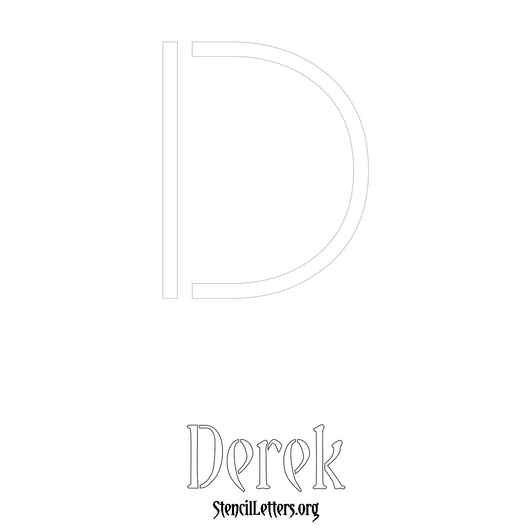 Derek printable name initial stencil in Simple Elegant Lettering