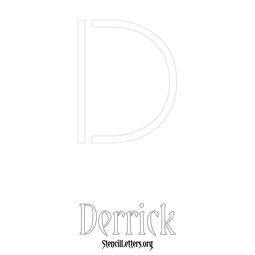 Derrick printable name initial stencil in Simple Elegant Lettering