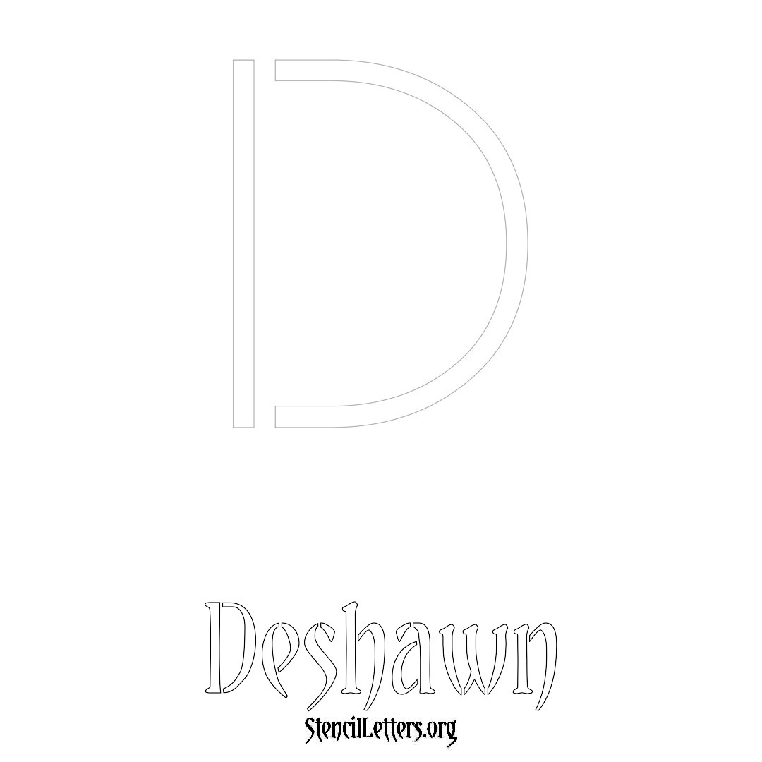 Deshawn printable name initial stencil in Simple Elegant Lettering