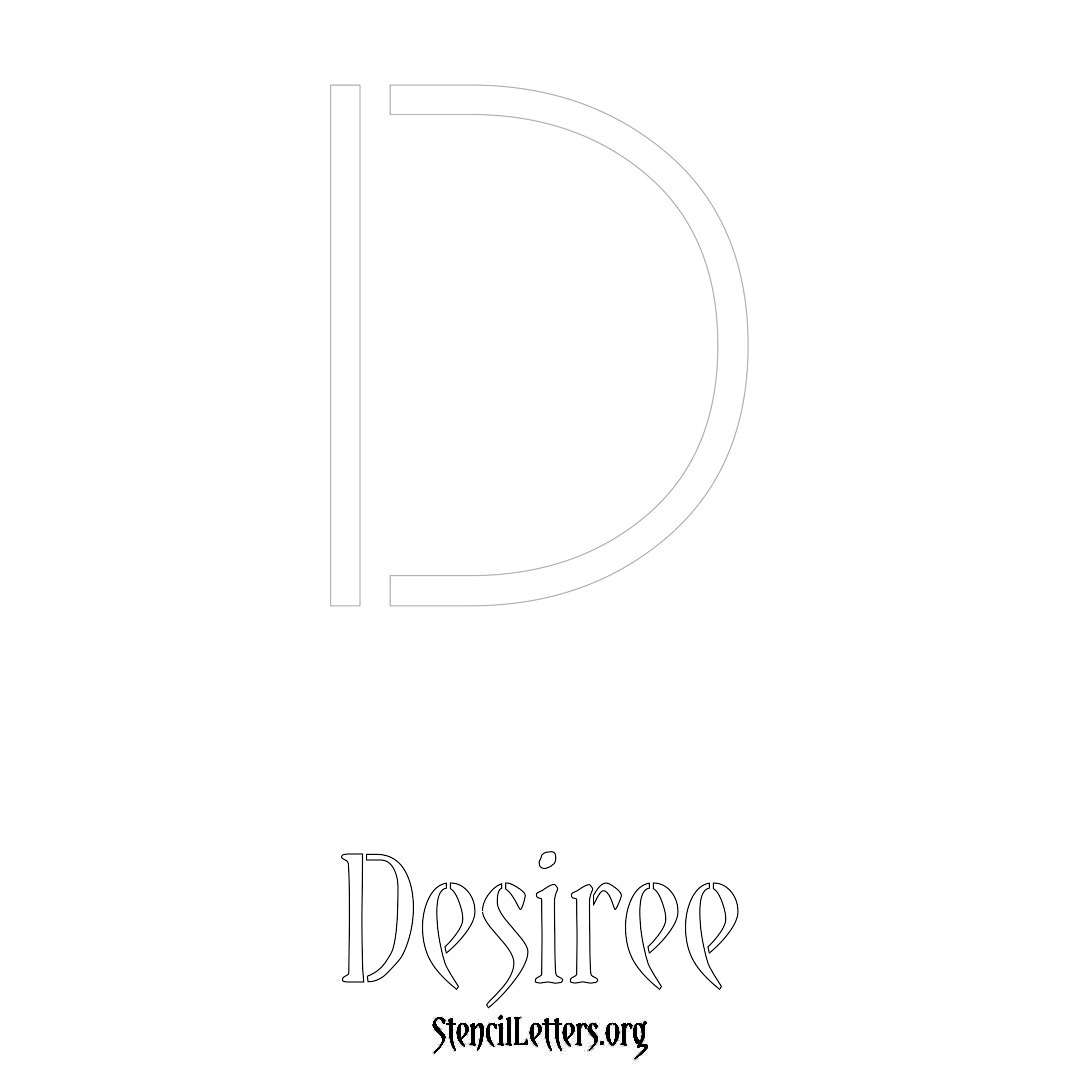 Desiree printable name initial stencil in Simple Elegant Lettering