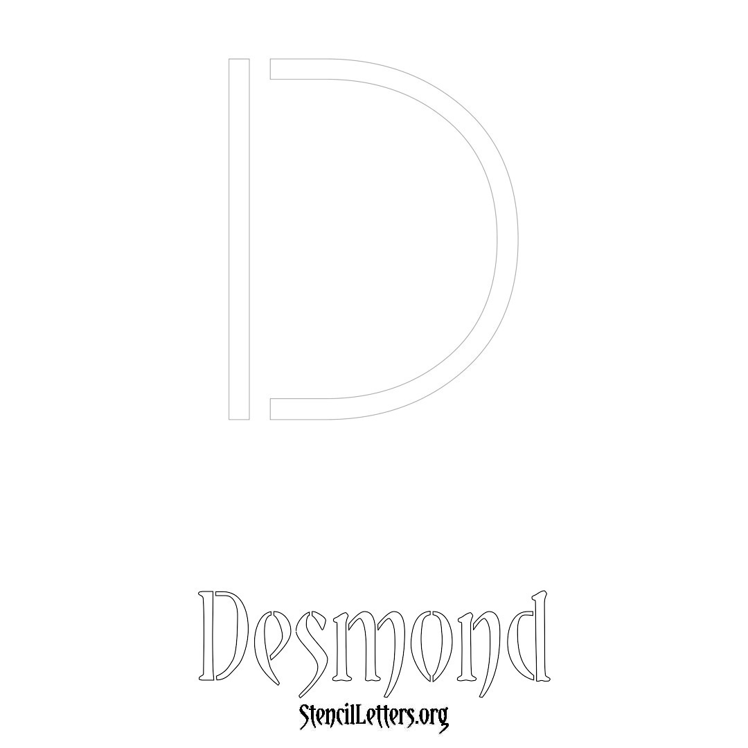 Desmond printable name initial stencil in Simple Elegant Lettering