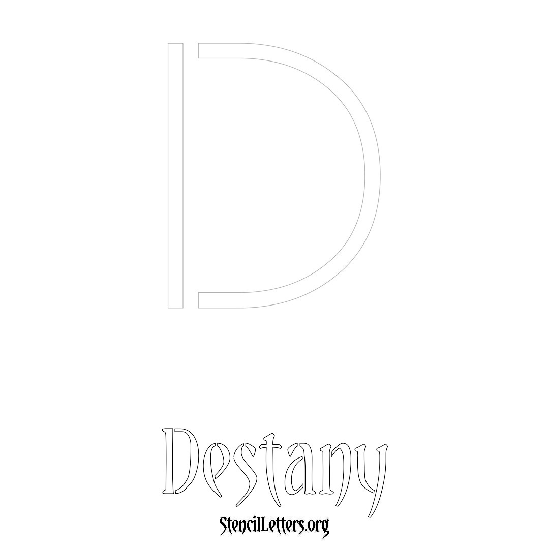 Destany printable name initial stencil in Simple Elegant Lettering