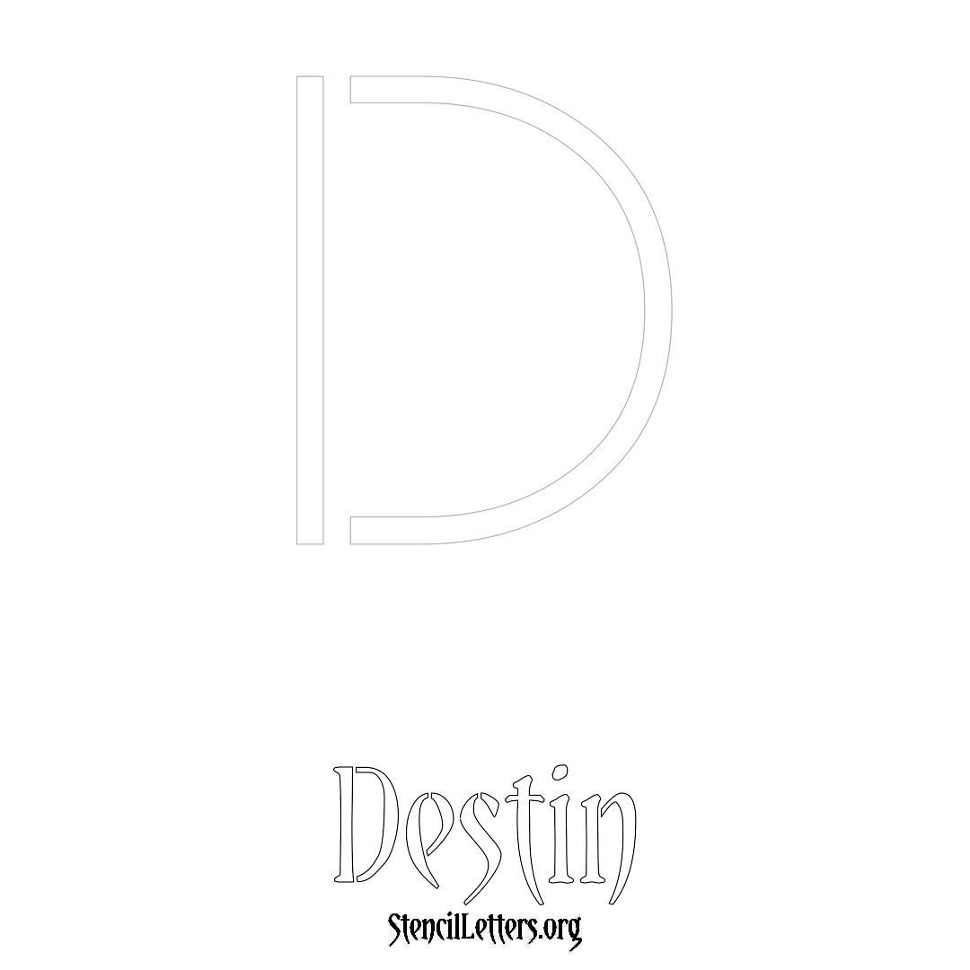 Destin printable name initial stencil in Simple Elegant Lettering