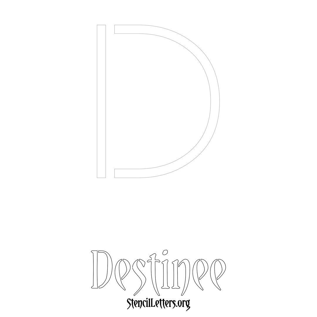 Destinee printable name initial stencil in Simple Elegant Lettering