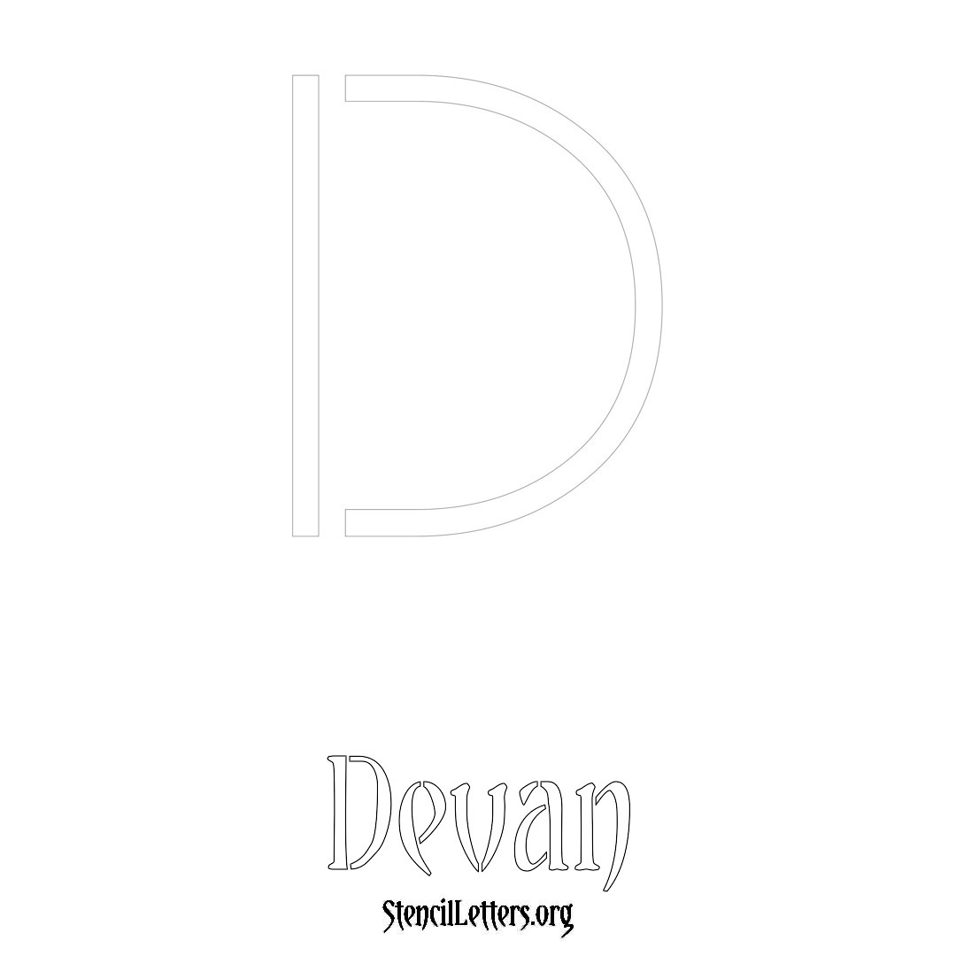 Devan printable name initial stencil in Simple Elegant Lettering