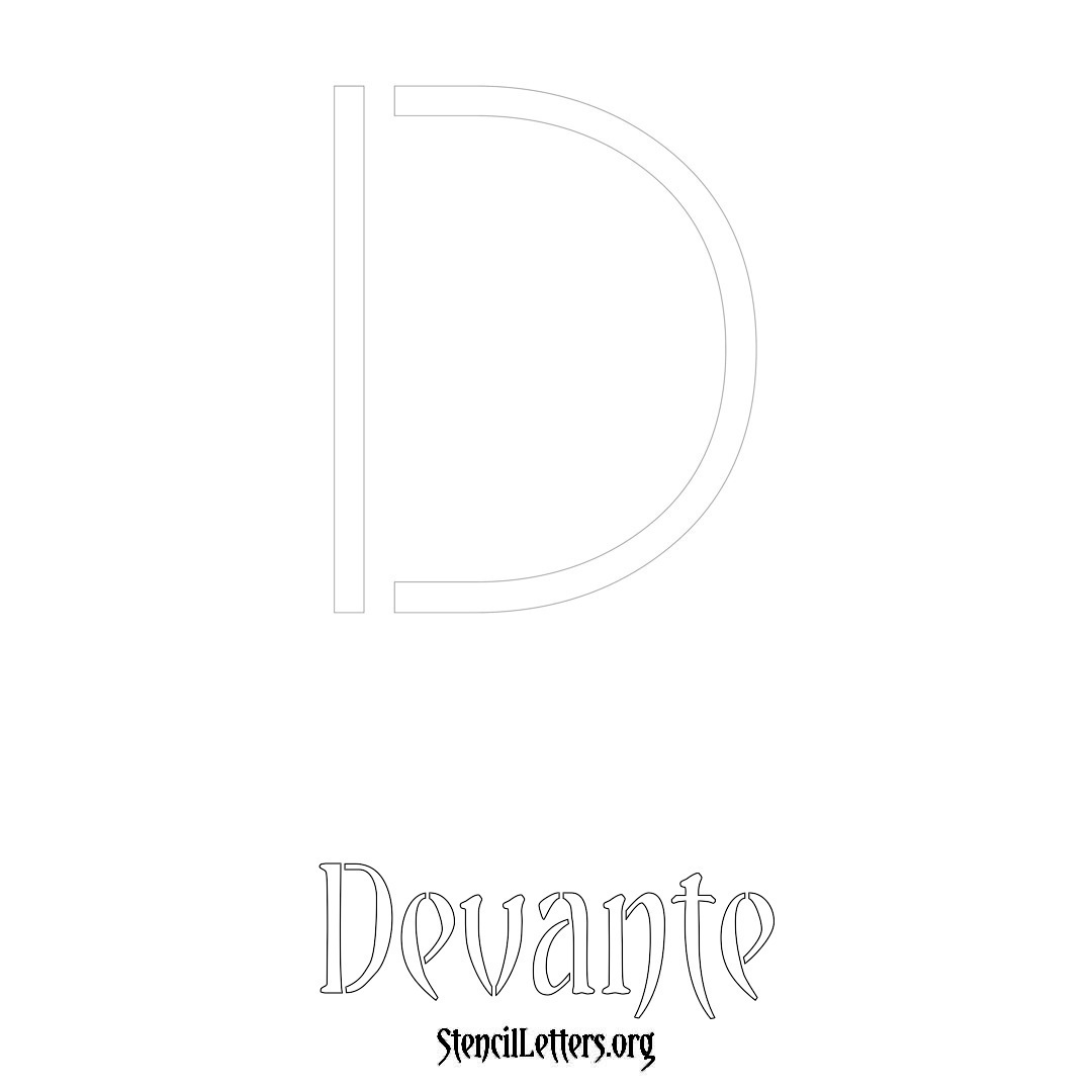 Devante printable name initial stencil in Simple Elegant Lettering